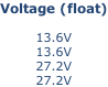 Voltage (float)  13.6V 13.6V 27.2V 27.2V