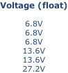Voltage (float)  6.8V 6.8V 6.8V 13.6V 13.6V 27.2V