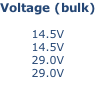 Voltage (bulk)  14.5V 14.5V 29.0V 29.0V